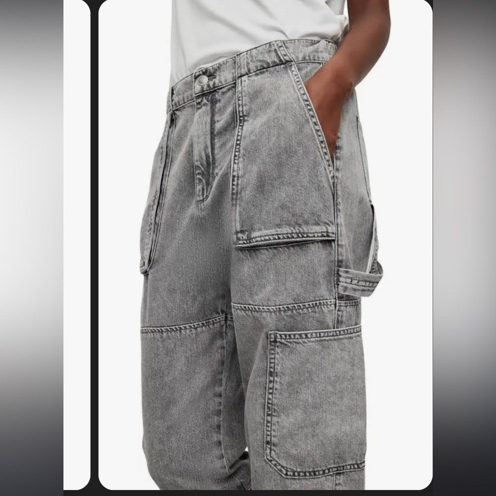 All saints Mila gray washed denim jogger pants